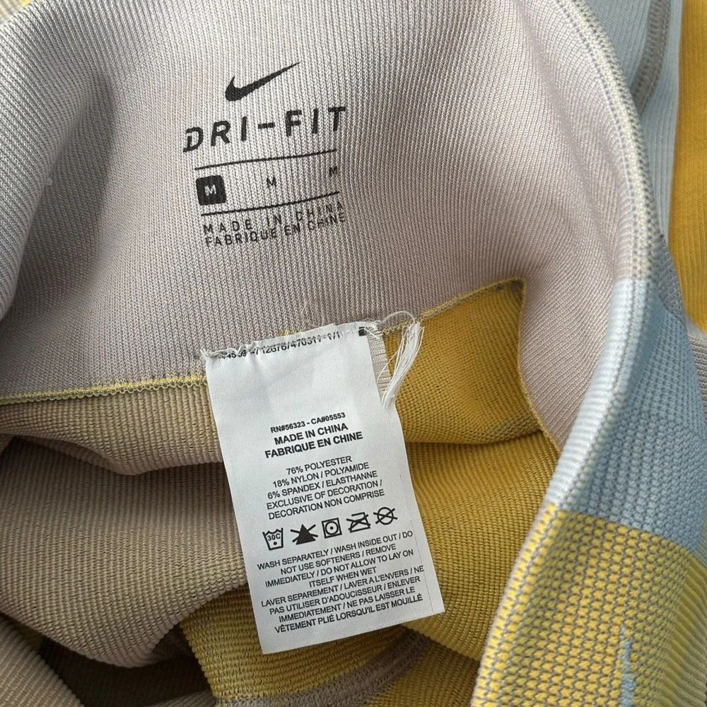 Nike Sculpt Lux Leggings Womens M Yellow‎ Geometric Knit Seamless High Rise Yoga